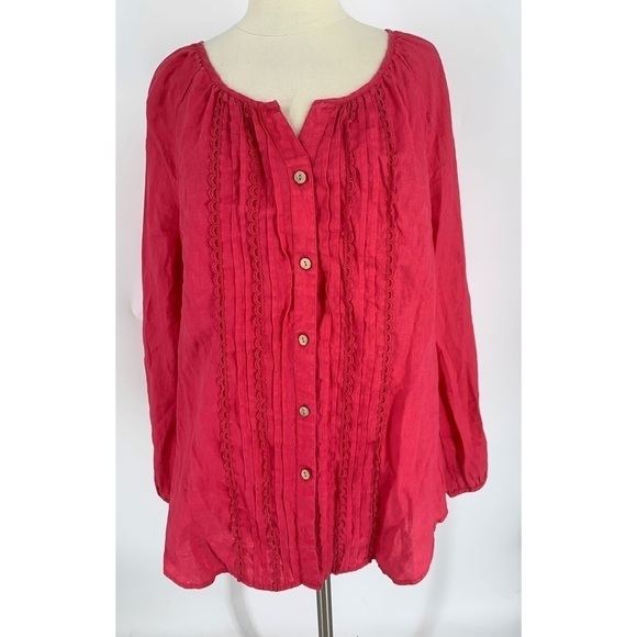 Soft Surroundings Casual Embroidered Button Down Top - Picture 1 of 9